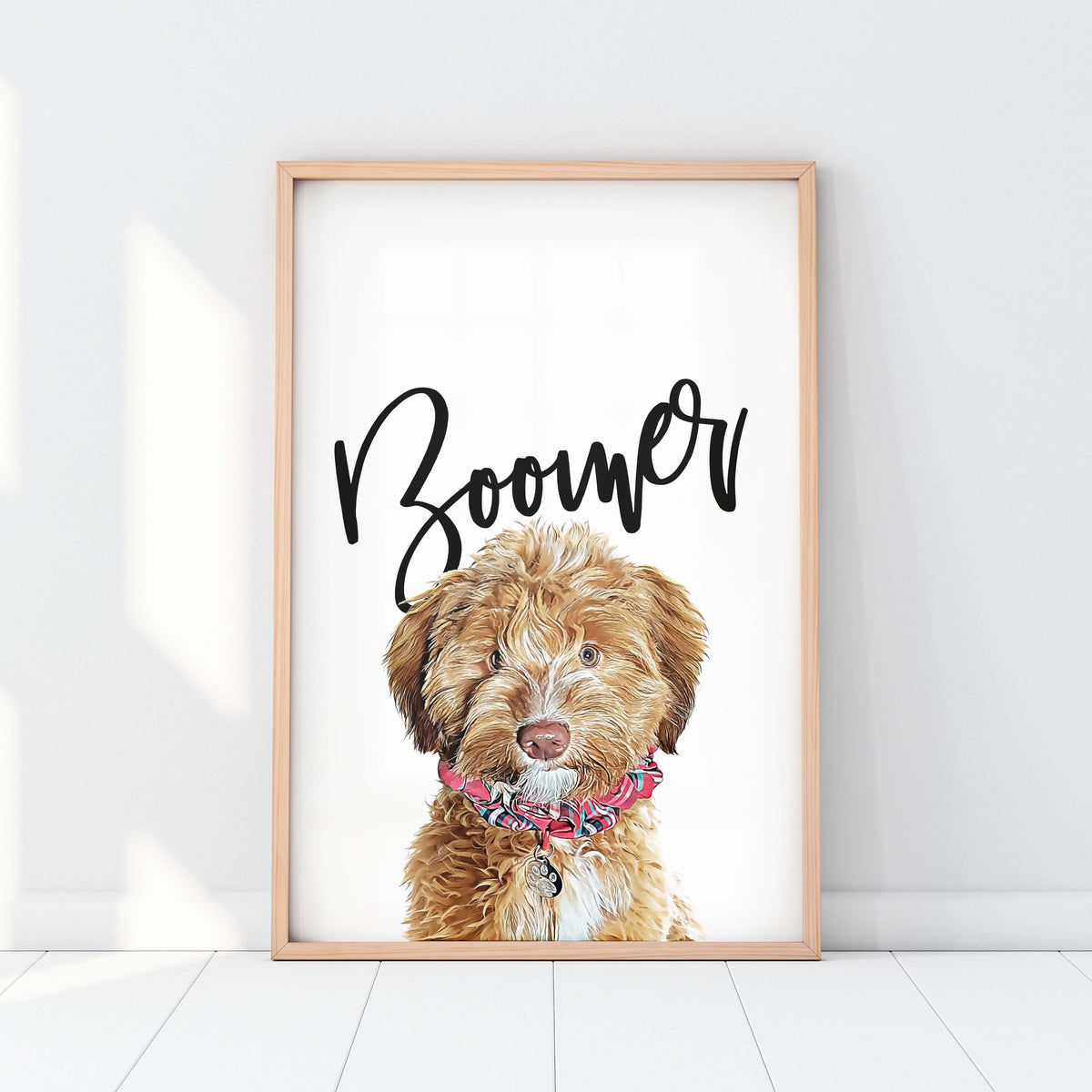 Golden Doodle dog breed must have dog art pet portrait animal fur baby  illustration florals dog gift Art Print by PetFriendly